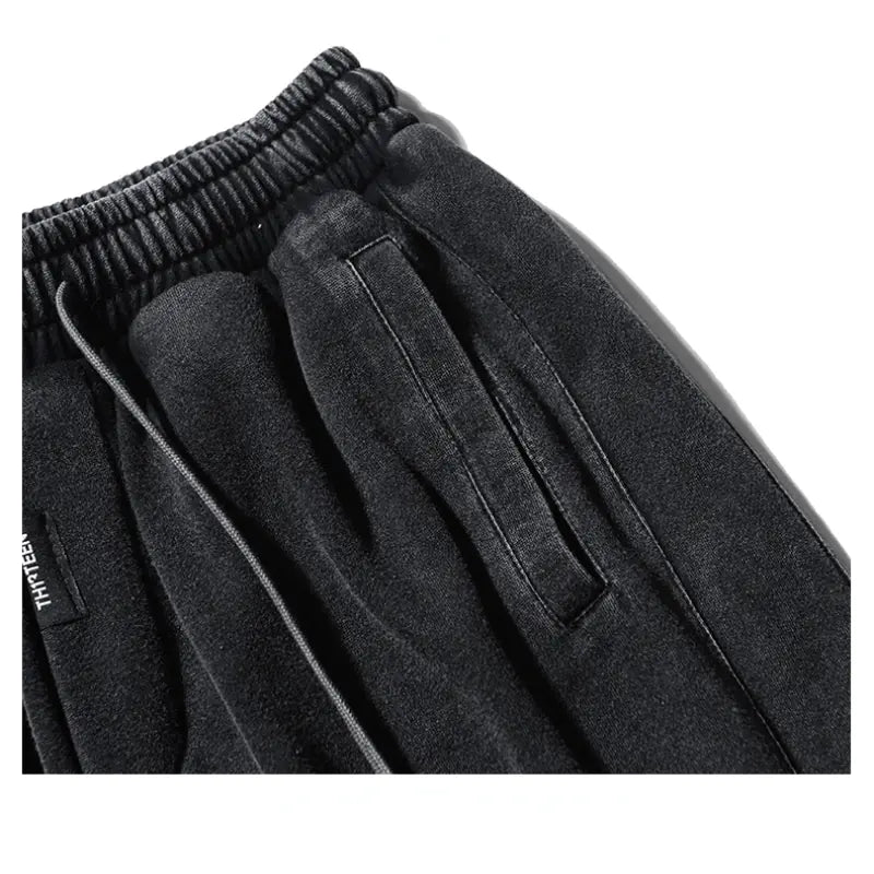 Men's Black Distressed Retro Streetwear Shorts