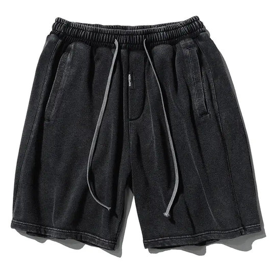 Men's Black Distressed Retro Streetwear Shorts